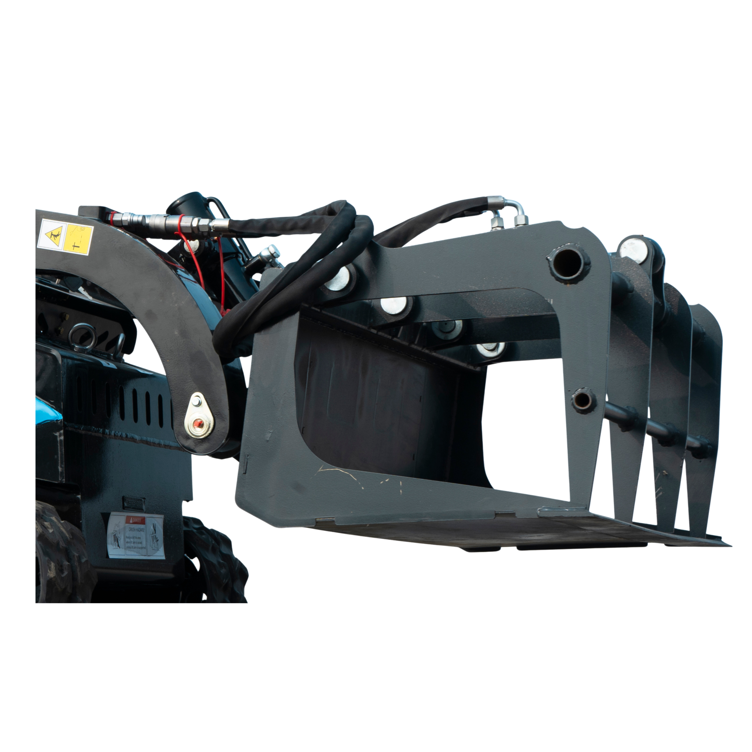 Heavy-Duty Solid Bottom Grapple Bucket for TYPHON STOMP X1300 & STOMP 509 Mini Skid Steers